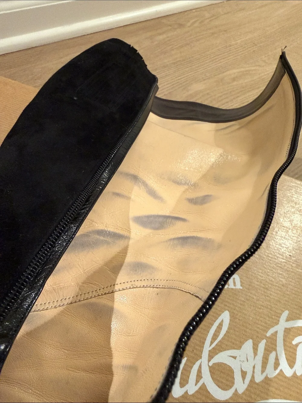 Christian Louboutin Black Suede Over-the-Knee Stiletto Boots with Red Soles